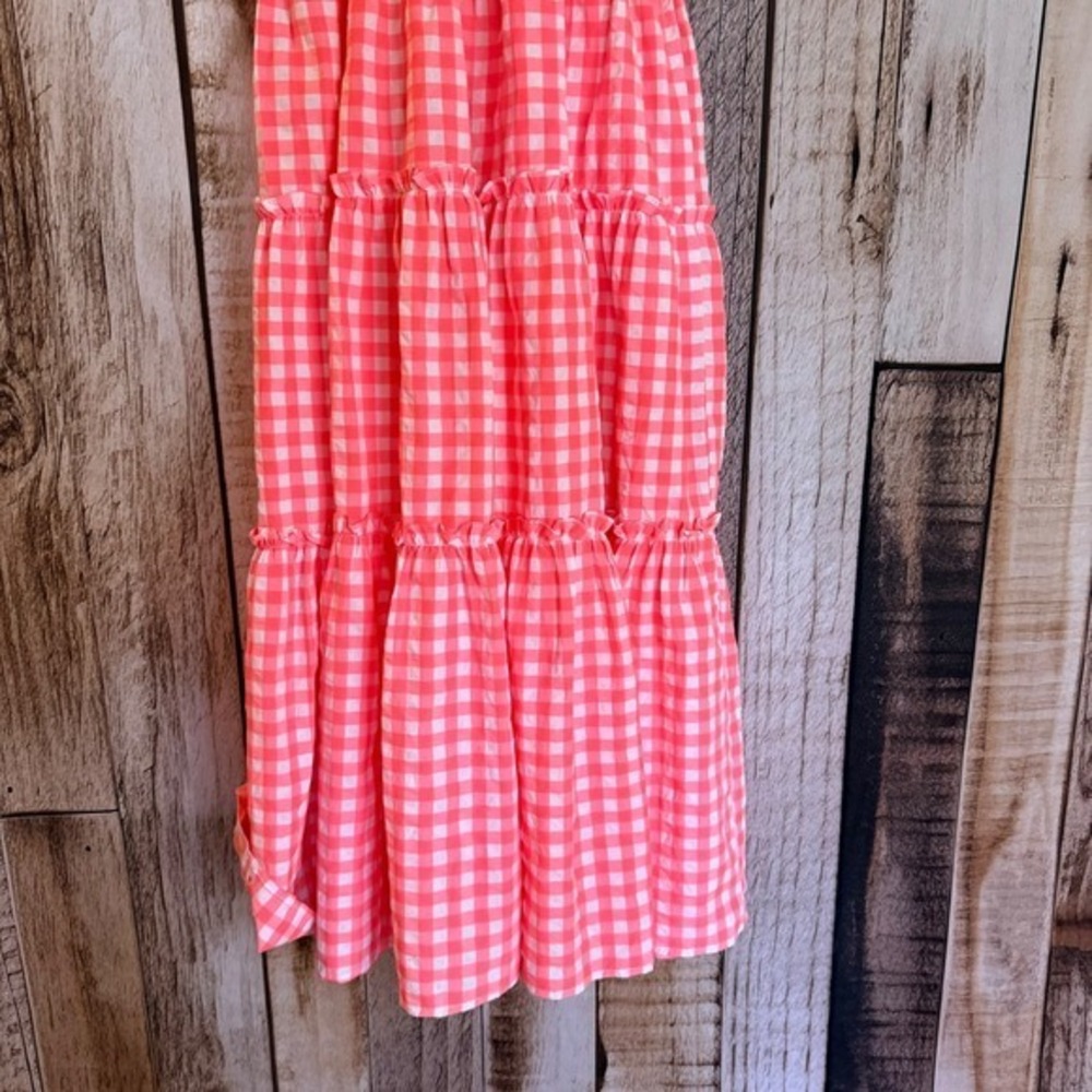 Pomander Place Nellie Smocked Maxi Dress Electric Pink Gingham Tuckernuck M - Picture 6 of 8
